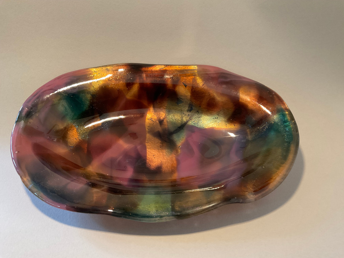 Pressed Glass Bowl with Copper Backing