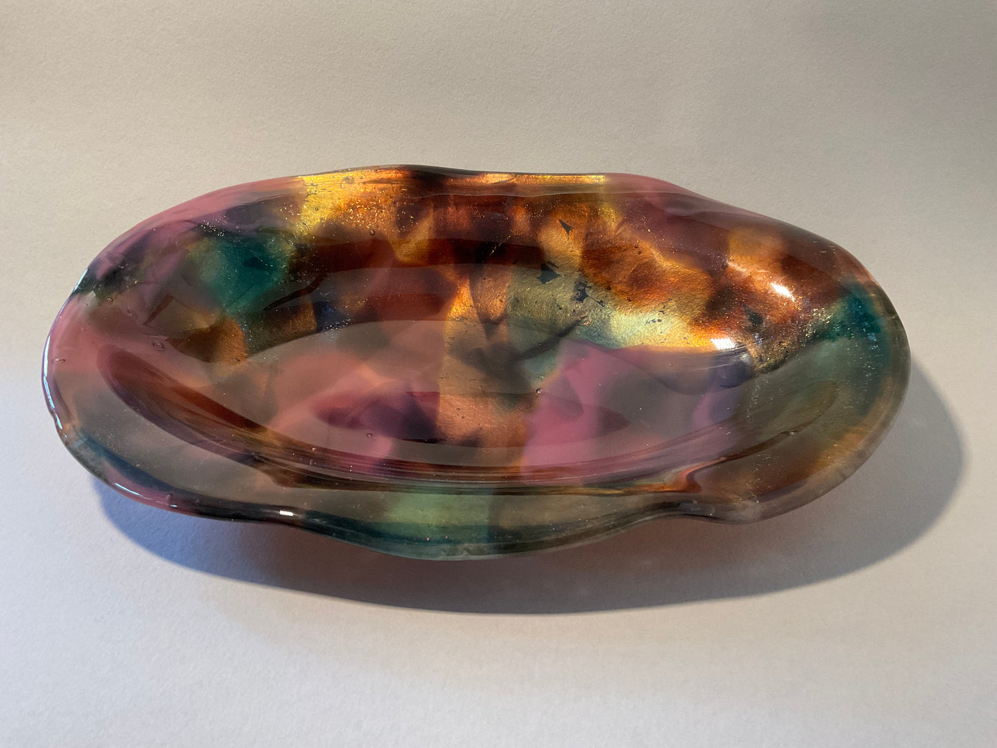 Pressed Glass Bowl with Copper Backing